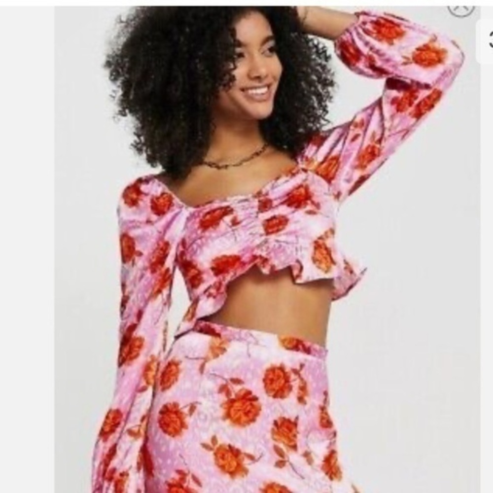 ▶️ Topshop ◀️ Cropped rose animal tie front in pink